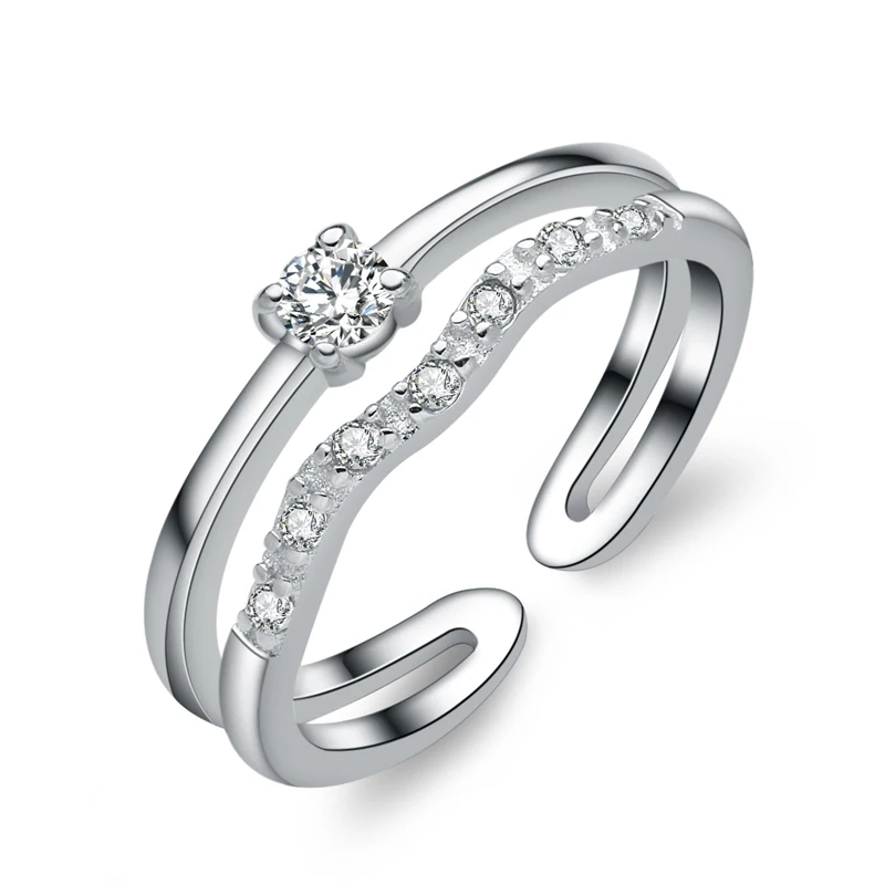 silver 925 rings for women finger zircon ring open set anillos mujer bague fine jewelry joyas de plata ringen luxury | Украшения и