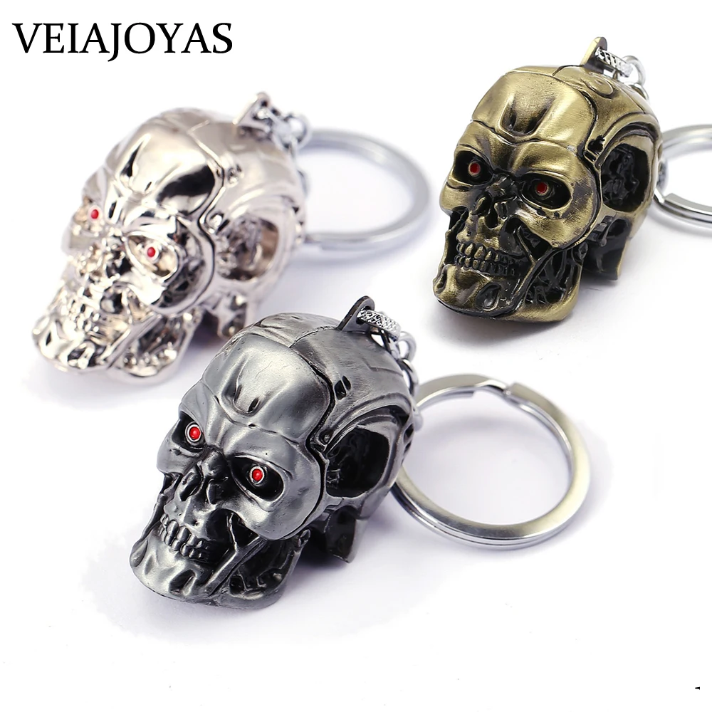 

Motorcycles Keyring Movie Terminator 3D Skull Head Alloy Keychain Charms Men's Keychains Ghostface Jewelry Accessories Wholesale