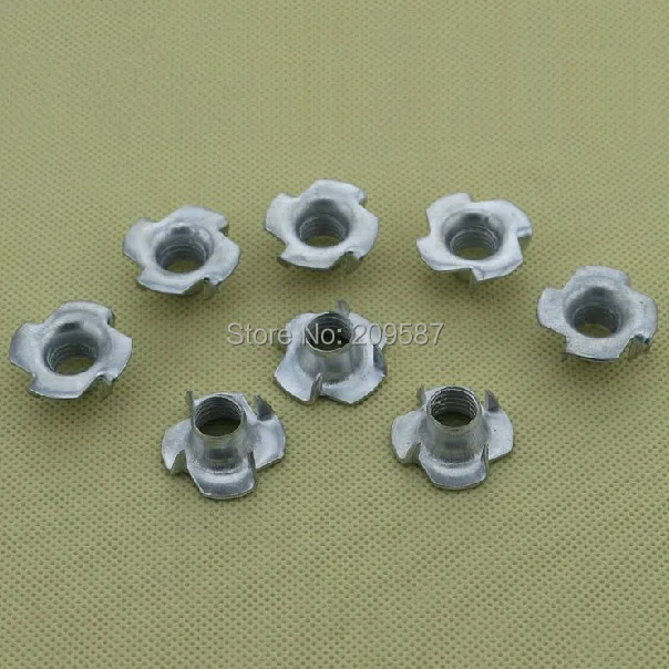 

100pcs Metric M6 Zinc Plated Steel T Nuts Blind Nuts 4 Prongs Knock In Wood