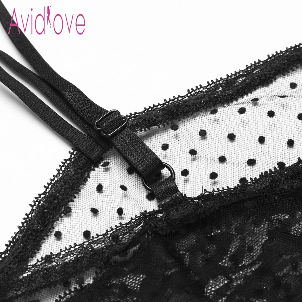 Avidlove сексуальное кружевное платье Babydoll женское Сетчатое Прозрачное нижнее белье в горошек эротическое сексуальное мини-ночное белье Экзотическая одежда