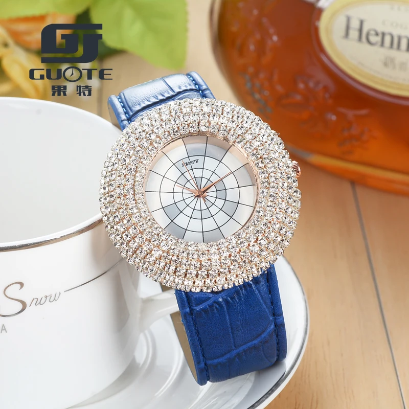 2017 Для женщин Часы Роскошные брендовые модные Австрия Кристалл Дамы Золото