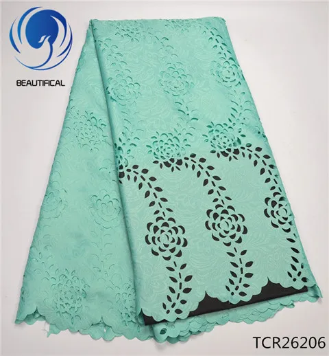 TCR26206 BEAUTIFICAL YELLOWE африканская швейцарская вуаль кружевная Ткань 5 ярдов последняя лазерная резка ушко хлопок кружево TCR262 - Цвет: TCR26206