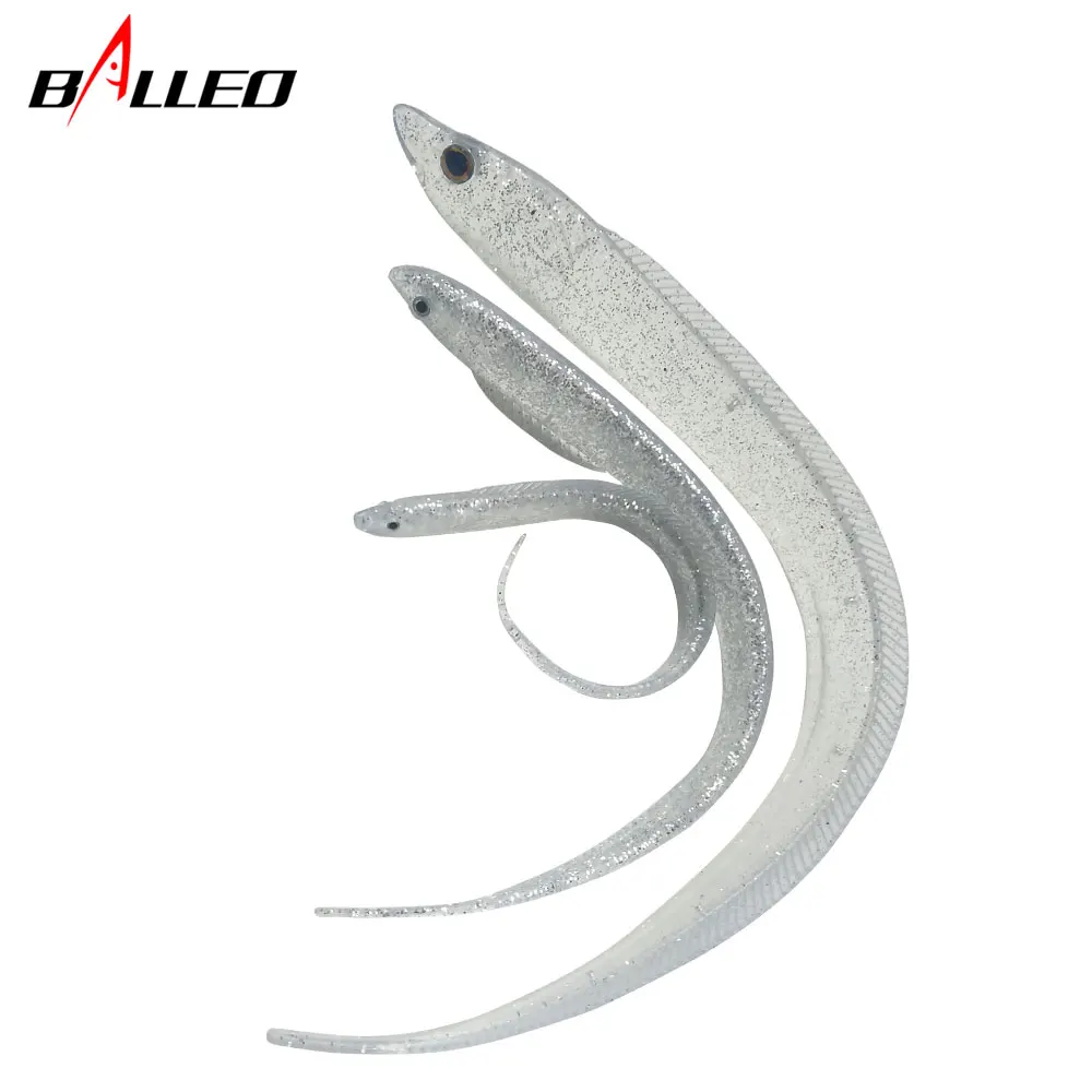 Balleo 2pcs/Fishing Lure 14cm/19cm/28cm Big Hairtail Soft Swim Eel Soft Bait Fishing Tackle