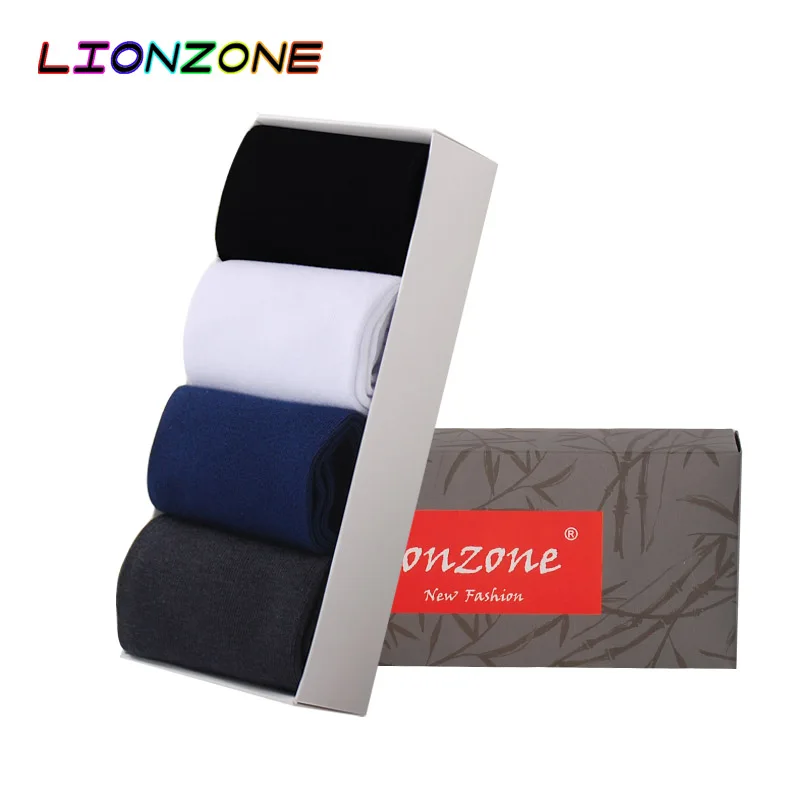 LIONZONE 4 пар/лот новые стильные мужские черные Бизнес бамбуковые носки для свадьбы