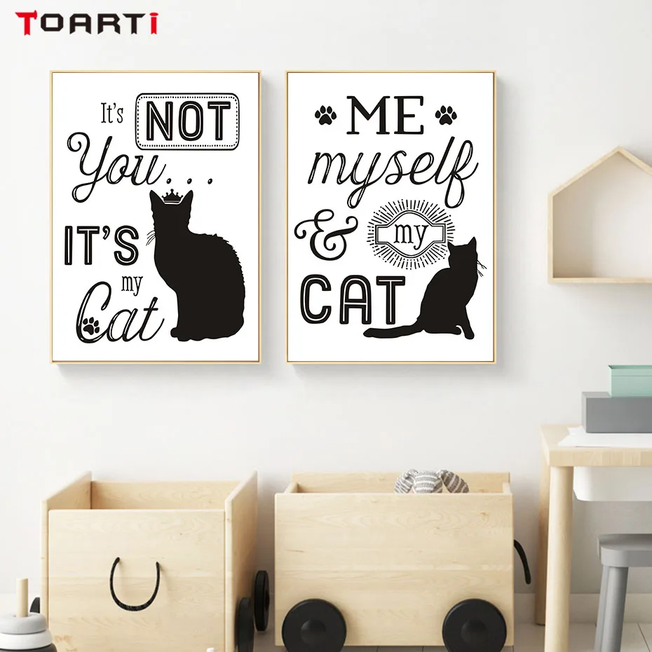 Ручная роспись винтажные плакаты с изображением кота и принты Котики Холст