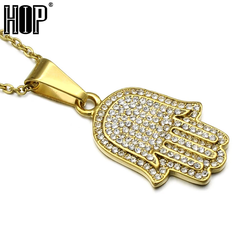 Хип хоп Золото Цвет Нержавеющая сталь микро проложить Полный горный хрусталь Bling