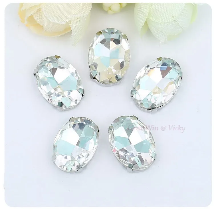 Стеклянные стразы! Бриллиант овальной формы с когтями пришитый страз