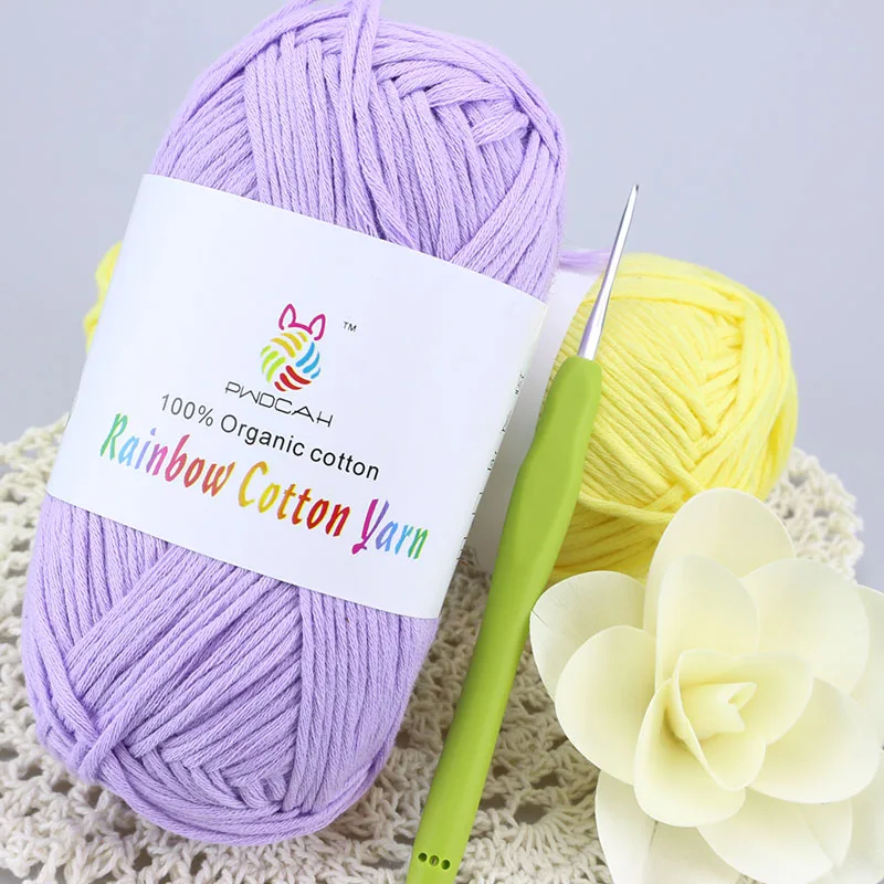 Детская 100% хлопковая плотная вязаная крючком дешевая пряжа для ручного вязания