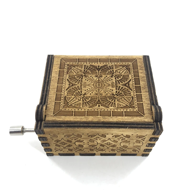 Анонимная Античная резная деревянная музыкальная шкатулка с ручкой Радуга