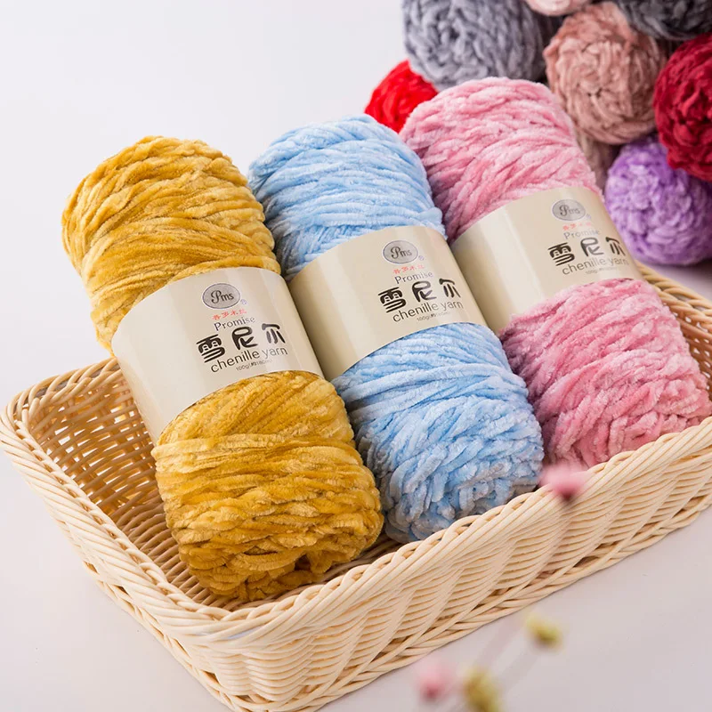 100g/ball DIY Soft Chenille Yarn Polyester Winter Warmth Pleuche Cashmere Yarn Baby Wool Thread Hand Knitting Crochet JK498