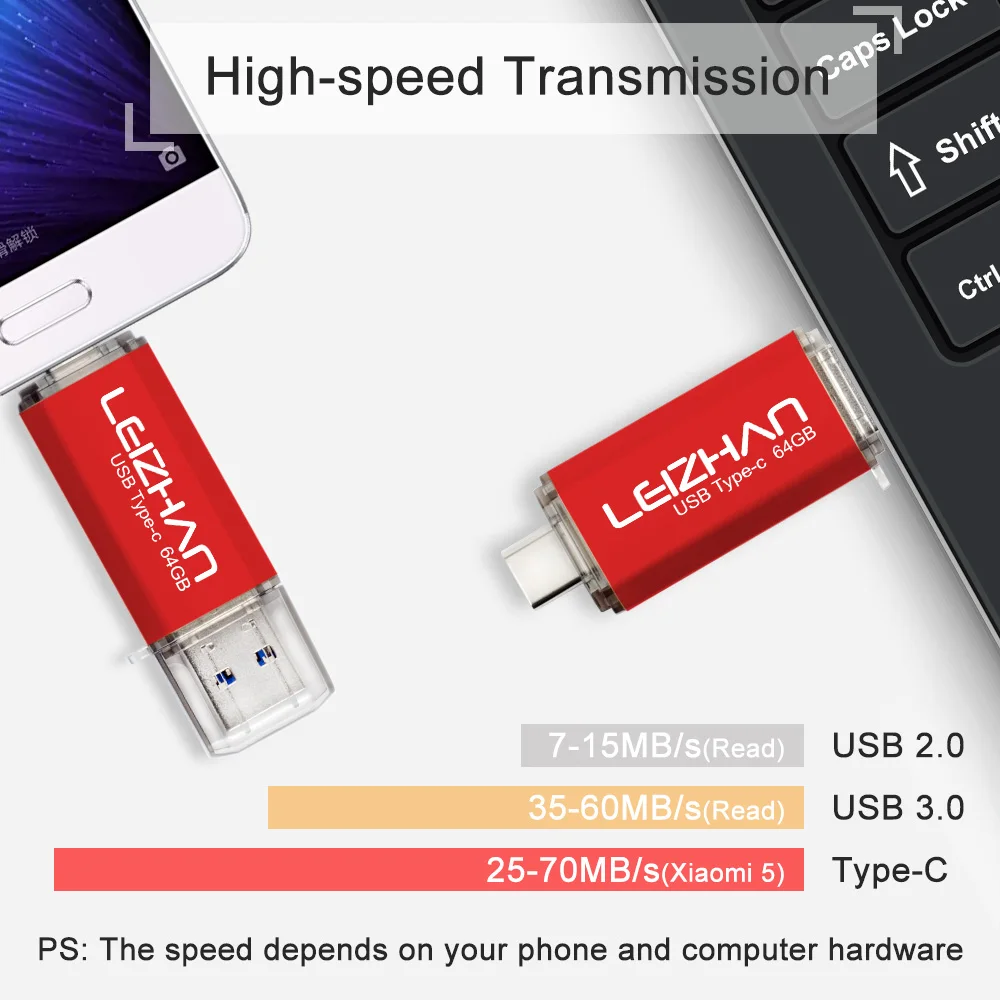 LEIZHAN TYPE-C карта памяти для сотового телефона 128 ГБ USB флеш-накопитель 32 Флешка 3 0 64
