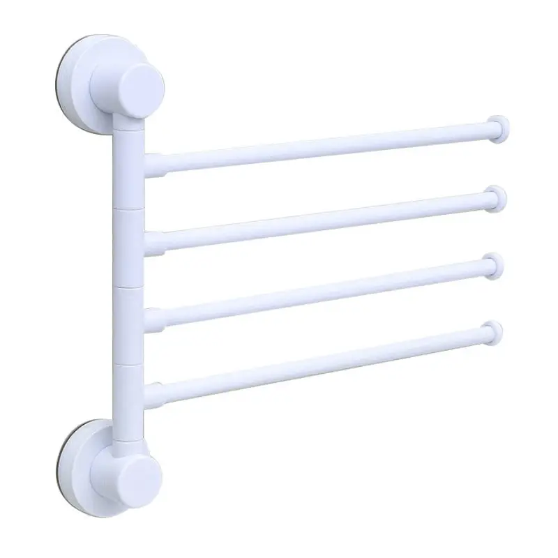 Towel Racks Bathroom Wall Mouned Folding Movable Bath Bar ABS 4 Layers Rack Nail-Free Sucke Toilet Rotate | Обустройство дома