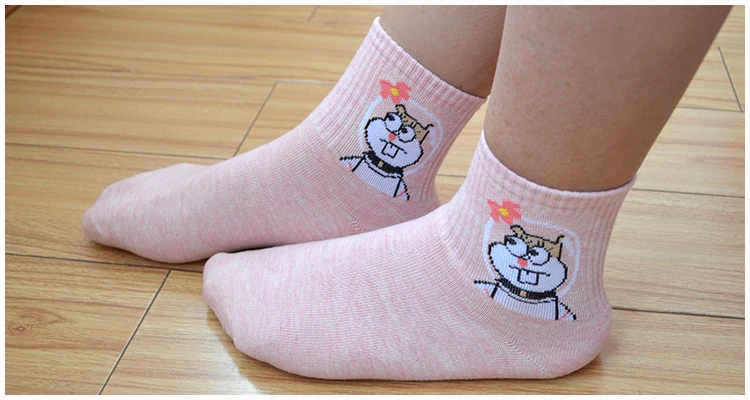 10 пар/уп. белый Harajuku милые женские хлопковые носки милый мультфильм Мода для девочек короткие смешные носки с подарочной коробке