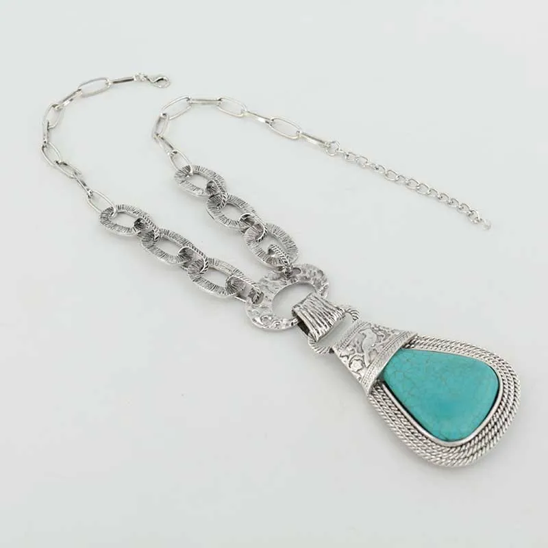 Летнее Брендовое модное большое бирюзовое ожерелье с подвеской в богемном стиле