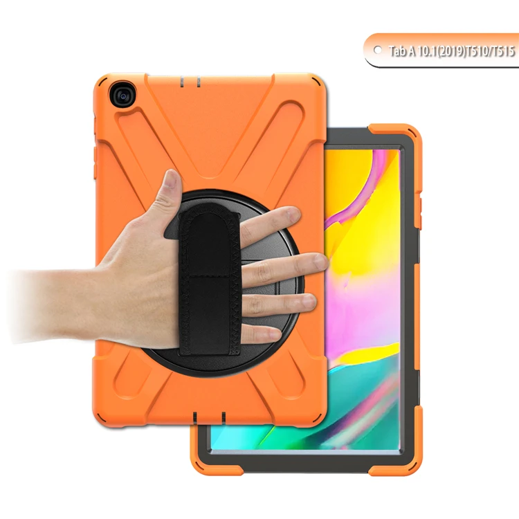 SM-T510 чехол для samsung Galaxy Tab A, 10,1 дюймов, T515, Прочный Гибридный чехол-подставка, вращающийся на ручке плечевой ремень, противоударный, для детей