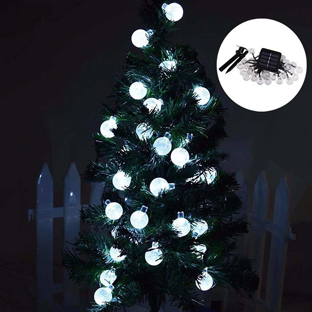 Light String Solar Powered Patio Landscape Indoor Lamp Holiday Fairy Crystal Ball Outdoor Waterproof Home Decoration 30 LED Bulb | Освещение