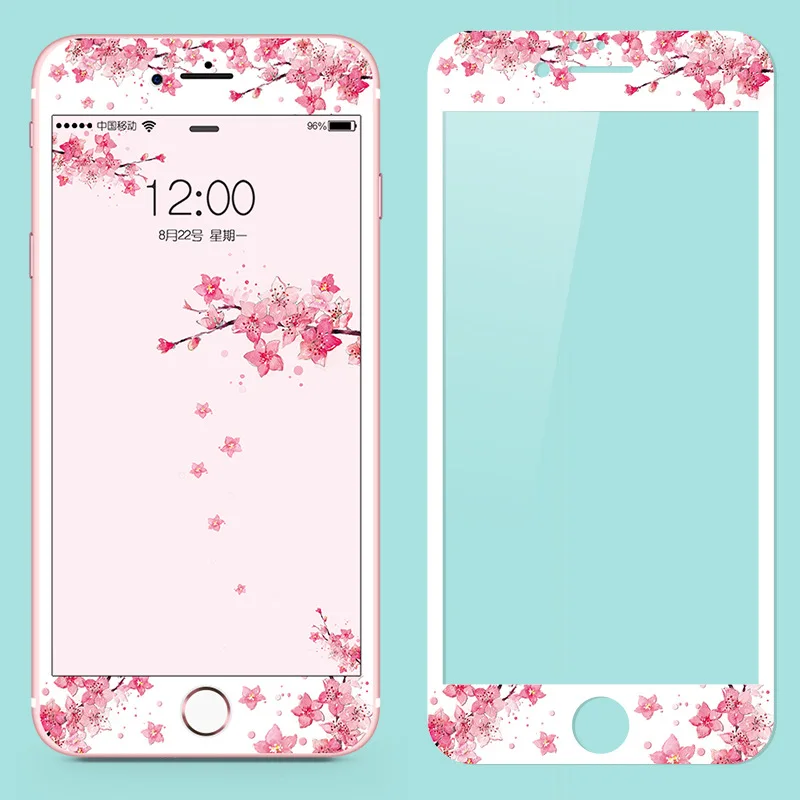 Закаленное стекло для защиты экрана iPhone 6s Plus 6 7 8 с изображением цветов изогнутыми