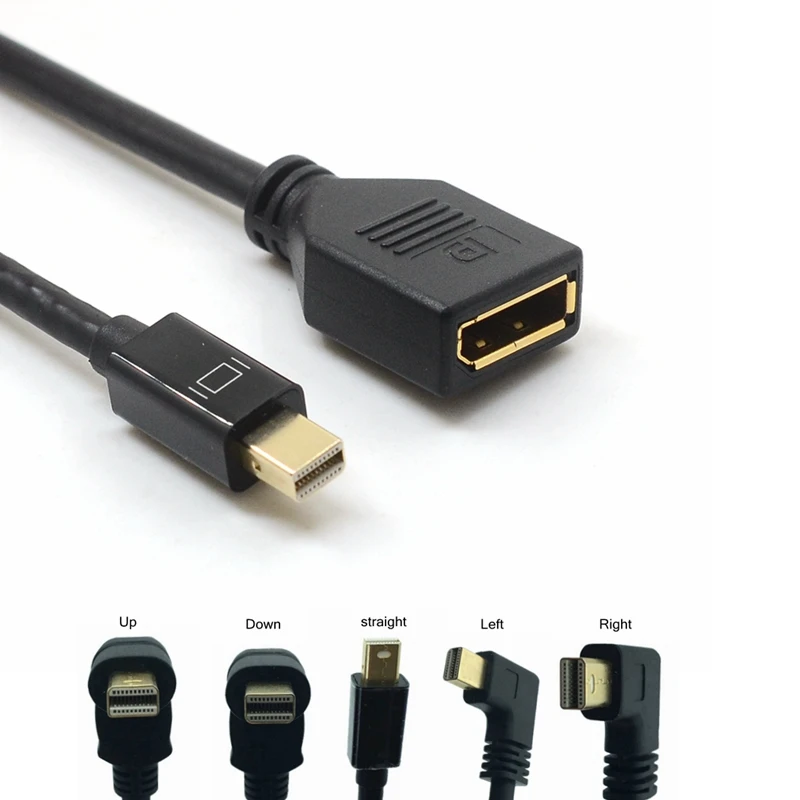 Кабель Thunderbolt Mini DisplayPort-DisplayPort 90 Угловой Удлинительный кабель DP-DP 30 см для