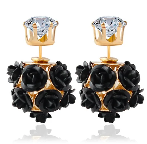 Fashion inflorescence flower and zircon romantic style double sided earring | Украшения и аксессуары