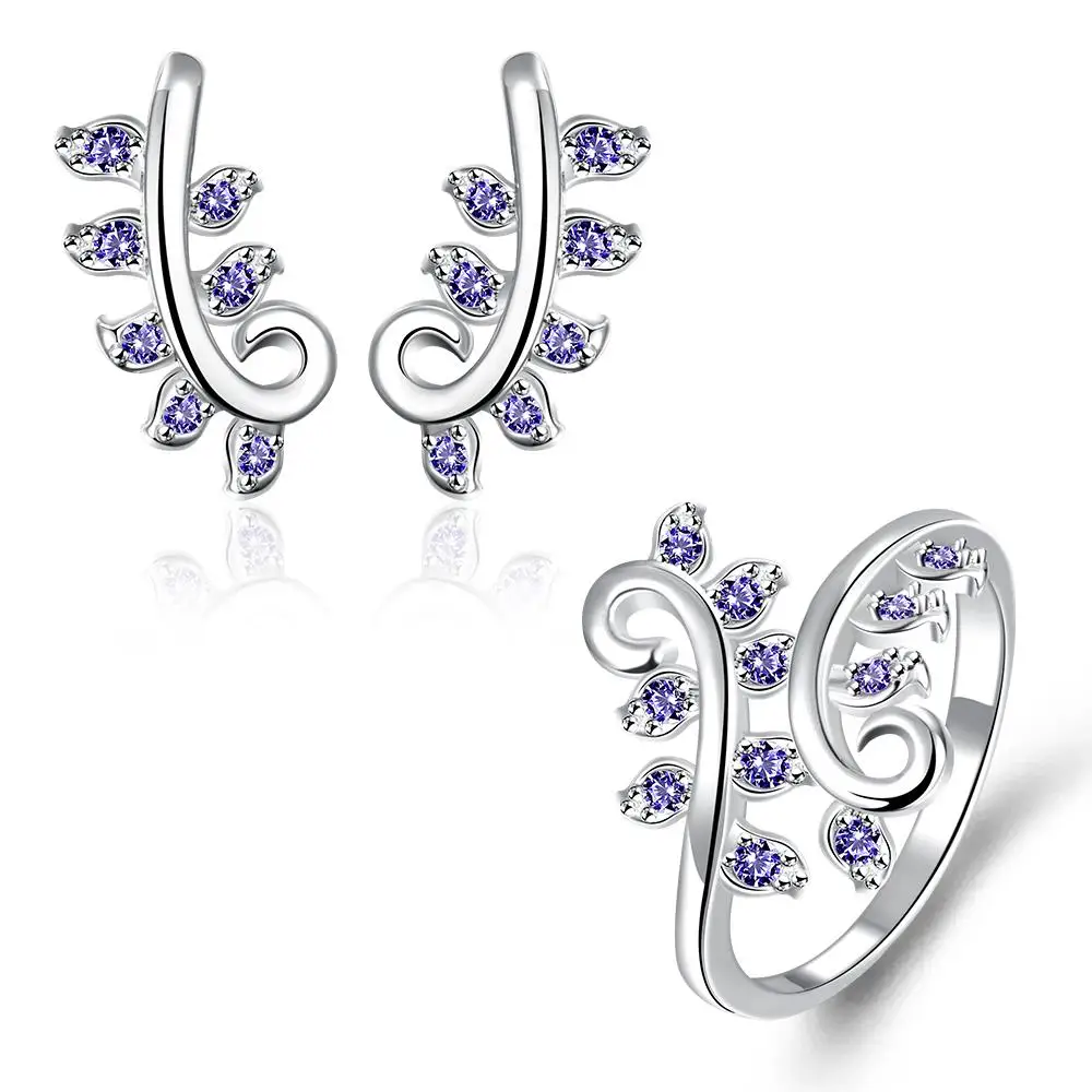 Juego de joyas много bijoux en Грос Белый Синий Фиолетовый фианит корейский бижутерии mariage