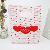20x25cm 100pcsbatch white red love plastic gift bag boutique shelf shopping wedding plastic gift bag with handle