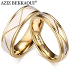 AZIZ BEKKAOUI гравировка имени Романтическая свадьба кольца для возлюбленной Мода парные кольца из нержавеющей стали для помолвки ювелирные изделия