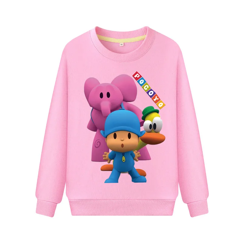 Pocoyo/Детские толстовки с капюшоном; коллекция года; повседневные толстовки с длинными рукавами; Одежда для мальчиков; хлопковый пуловер с капюшоном для девочек; Детский костюм; DZ066