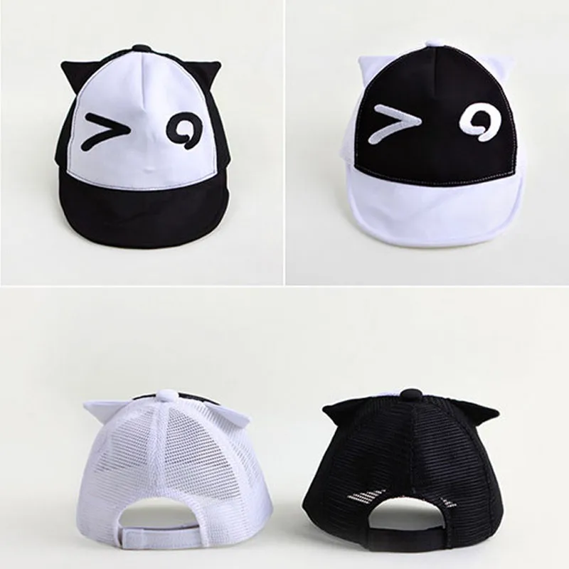 Retail 0-4 years baby 50CM summer black and white eyes grid baseball cap | Детская одежда и обувь
