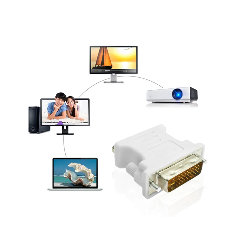 Amkle DVI в VGA адаптер конвертер DVI 24+ 5 Pin штекер VGA Женский 1080P видео конвертер для HDTV компьютера ПК ноутбука проектор