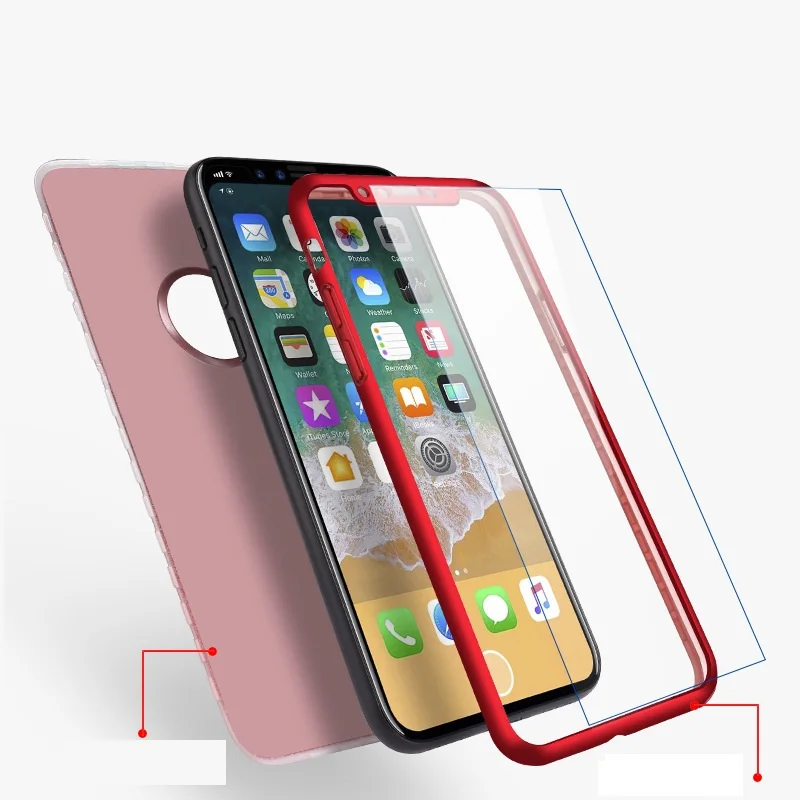 Чехол для iPhone 8 7 Plus плюс полный защиты нрав Стекло XS Макс мягкий Bling ТПУ прозрачный