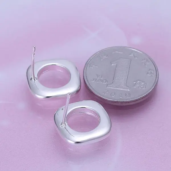 Silver plated fashion jewelry Square Earrings E016 /djoamava ecyamufa LKNSPCE016 | Украшения и аксессуары