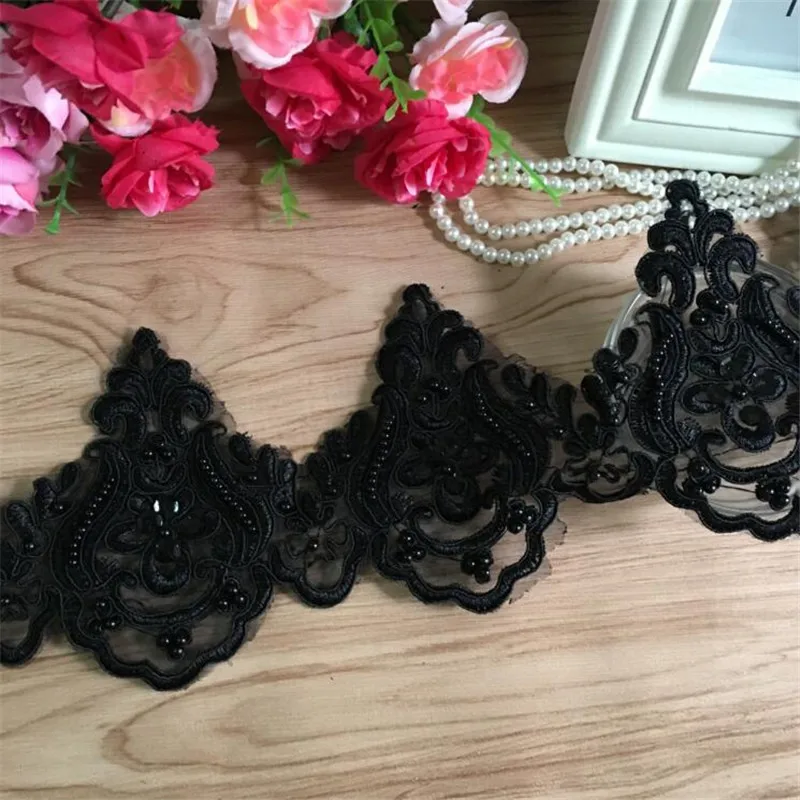 3Yds белое цвета слоновой кости черное украшение из бисера свадебные шнурки/бусины
