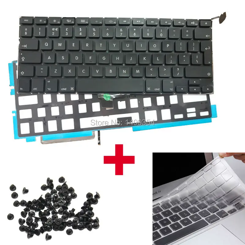 Подлинная Клавиатура A1278 UK EU с винтами клавиатуры подсветкой для Apple Macbook Pro 13