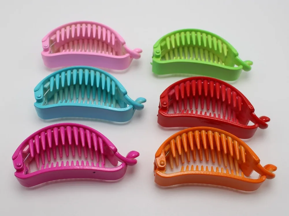 8 Mixed Color Plastic Banana Clips Hair Claw Ponytail Holder 75mm for DIY Craft | Украшения и аксессуары