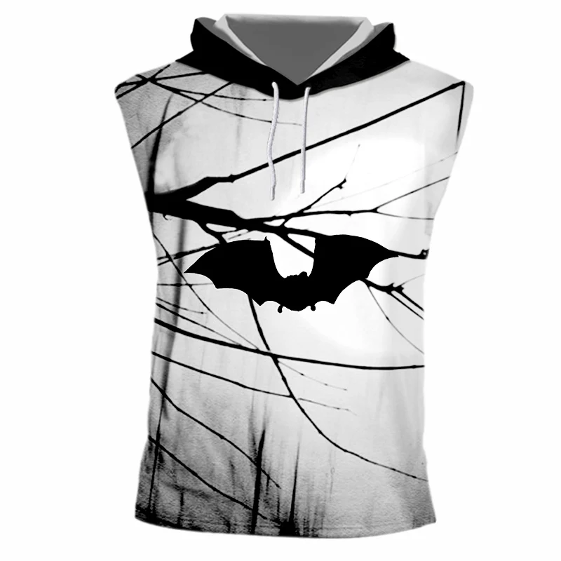 OGKB новинка 3D принт мужская майка с капюшоном темно-ночная летучая мышь животные