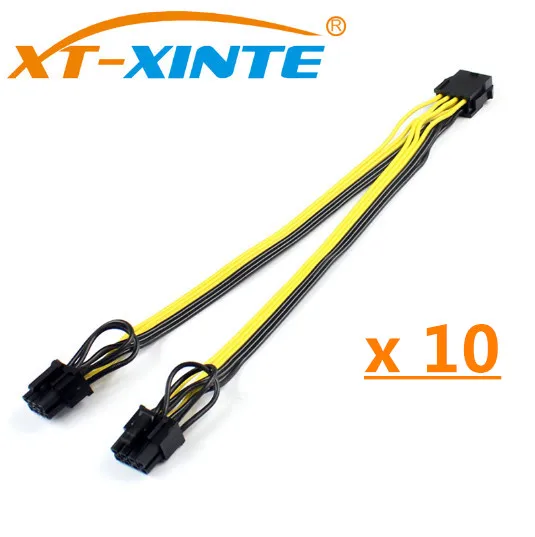 

10PCS CPU 8Pin to Graphics Video Card Double PCI-E PCIe 8Pin (6Pin+2Pin) Power Supply Splitter Cable Cord Famale to Male 15cm