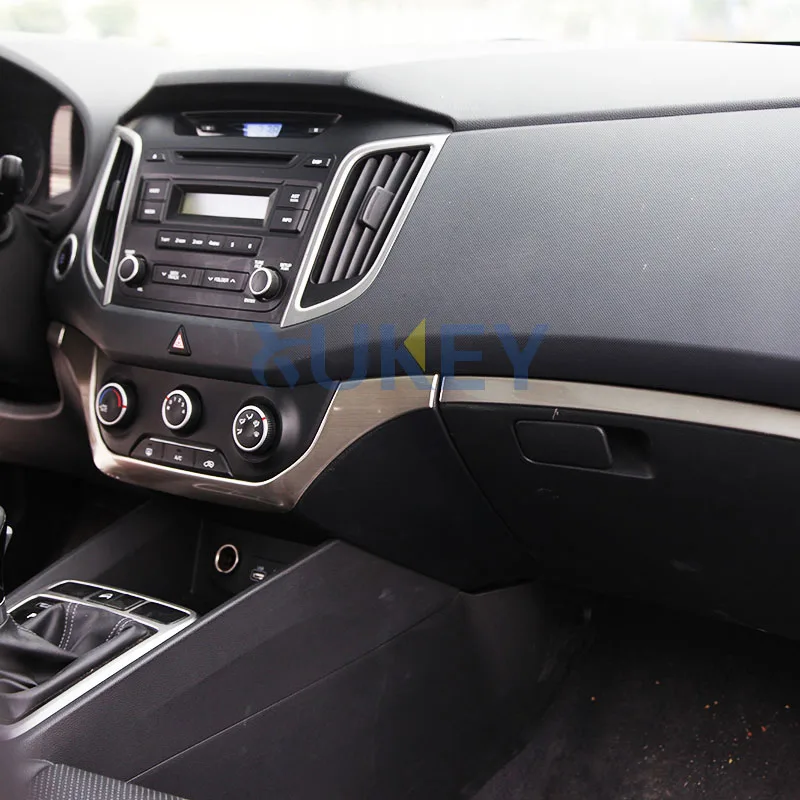 Для hyundai Creta ix25- хромированная приборная панель центральная консоль управления Панель кондиционирования воздуха крышка отделка полосы из нержавеющей стали