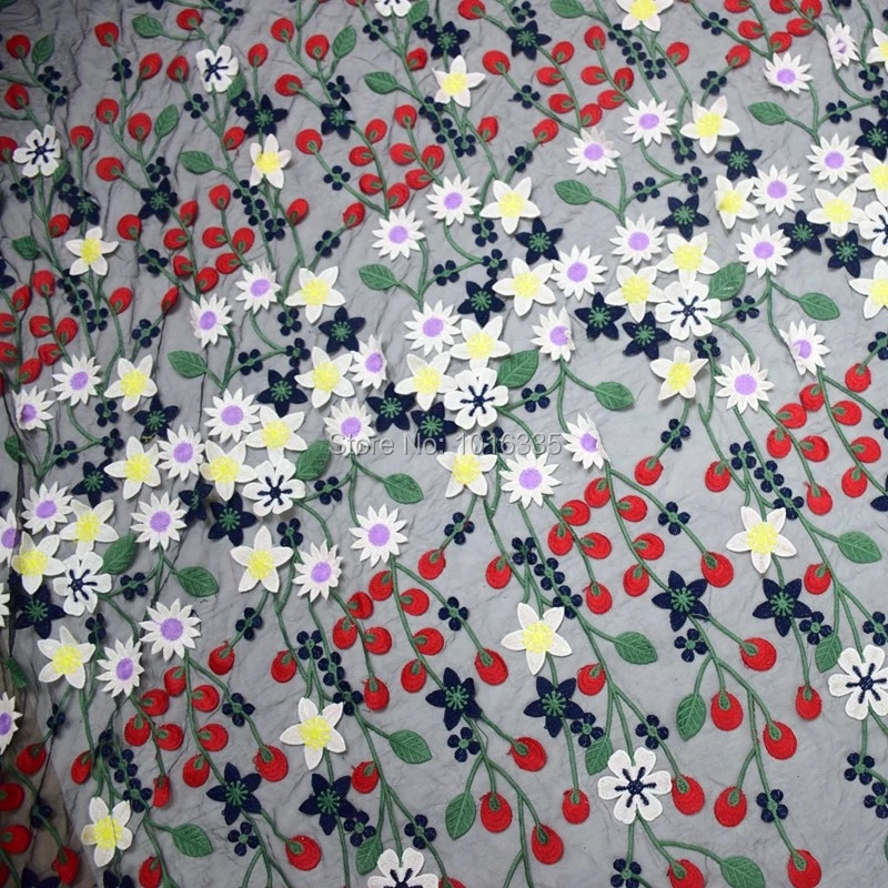 Новинка красочное 3d цветочное французское Тюлевое кружево черное Сетчатое с