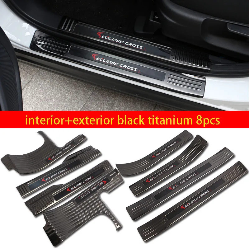black 8pcs Порог Добро пожаловать защита педали пластина Внешняя дверь педаль украшения автомобильные аксессуары для Mitsubishi ECLIPSE CROSS - Цвет: black 8pcs