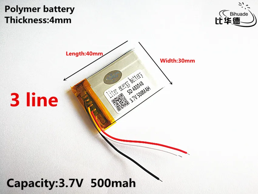 

3 line Good Qulity 3.7V,500mAH,403040 Polymer lithium ion / Li-ion battery for TOY,POWER BANK,GPS,mp3,mp