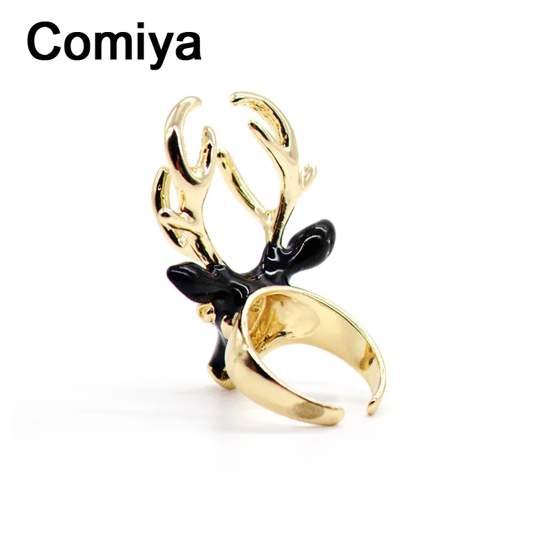 Comiya Белый Черный Олень голова эмаль Anillo Bague кольца мужские и женские унисекс