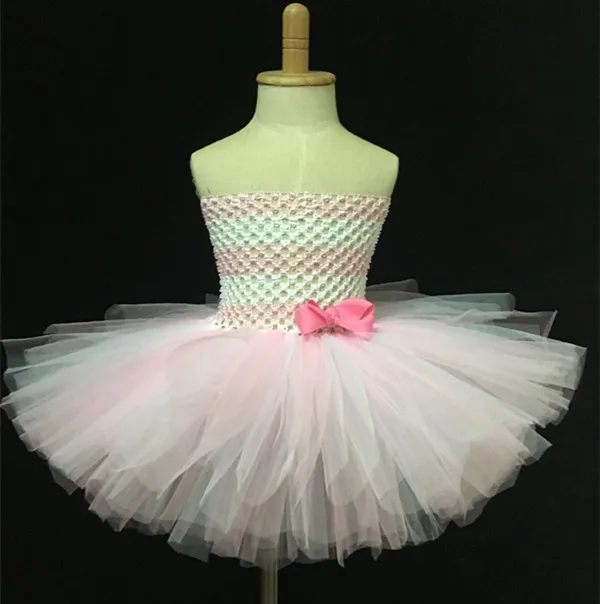 Радужное вязаное платье-пачка для девочек детское Двухслойное Пышное балетное