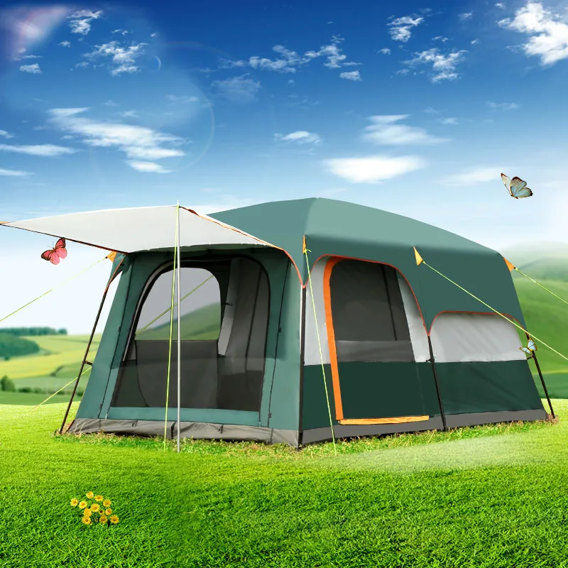 Günstig Outdoor 5-8persons Doppel Schicht Im 2 Wohnzimmer Und 1 Halle Familie Camping Zelt In Top Qualität Große Raum Zelt