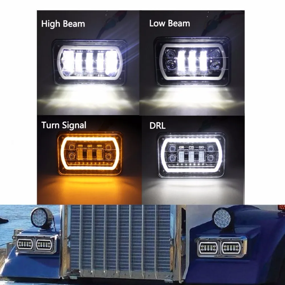 Автомобисветильник светодиодная фара 4X6 квадрасветильник белый свет гало DRL