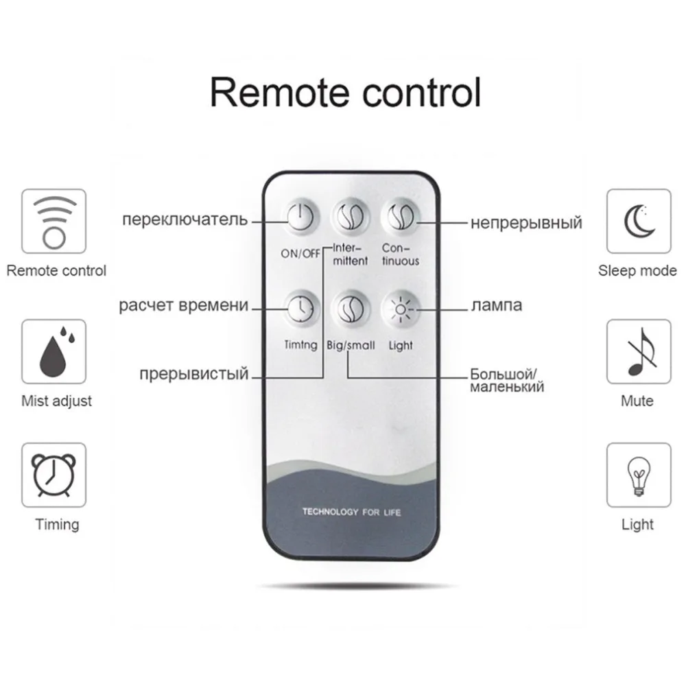 Ультразвуковой увлажнитель воздуха с пультом дистанционного управления 300 мл