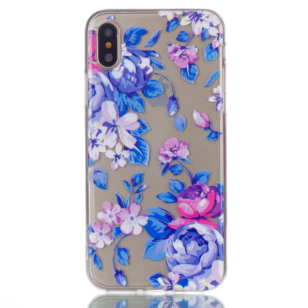 Topwebor цветок чехол для iPhone X с розами ясно силиконовые телефон мешки Обложка 10