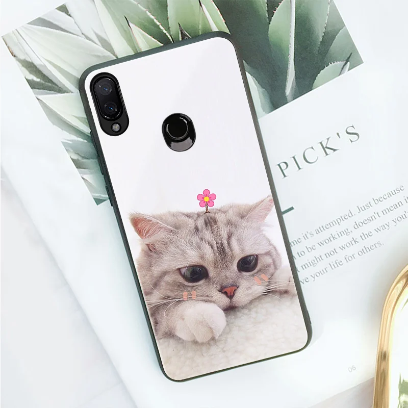 Same as the picture Красный mi Note 7 Pro чехол Mofi для Xiao mi Red mi Note 7 Чехол Pro стеклянный Жесткий Чехол для Xiaomi mi A2 6X mi 8 Lite mi 9 чехол милый кот собака - Цвет: Same as the picture