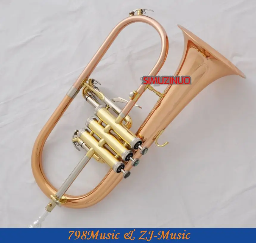 Профессиональная Роза латунный Bb Flugelhorn Monel Piston Abalone Shell Key с чехлом | Спорт и