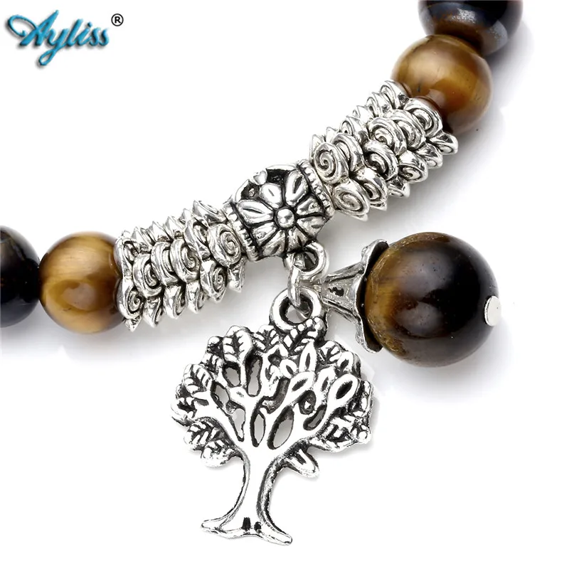 Ayliss 8MM Tiger Eye Beads Bracelets Natural Stone Tree Life Lucky Charm Stretch Reiki Healing Yoga Gem Jewelry | Украшения и