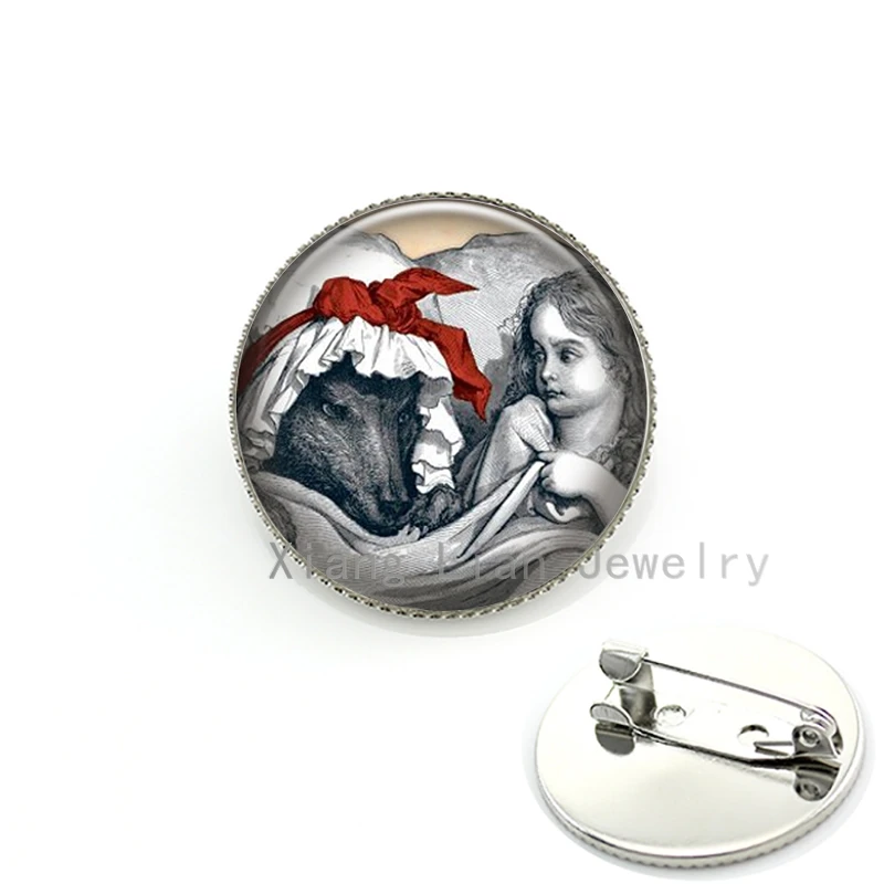 

Vintage Wolf and Girl on the bed in the Christmas Day brooches retro women jewelry cool animal brooch pins New Year gifts CM109
